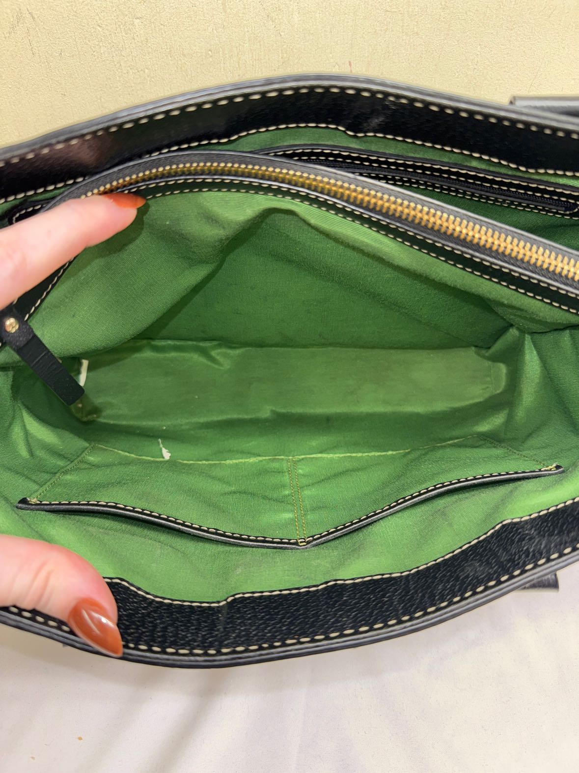 Kate Spade Black Leather Purse Bag AS IS - stains inside