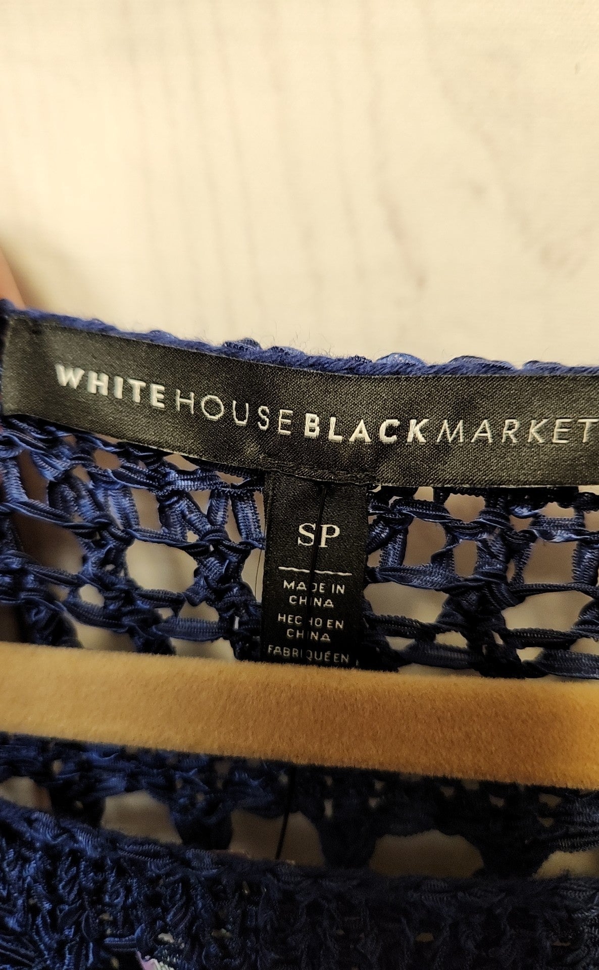 White House Black Market Women's Size S Petite Navy Knit Poncho