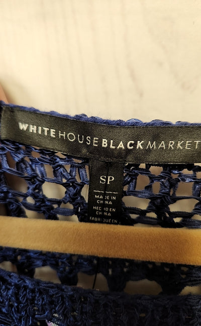 White House Black Market Women's Size S Petite Navy Knit Poncho