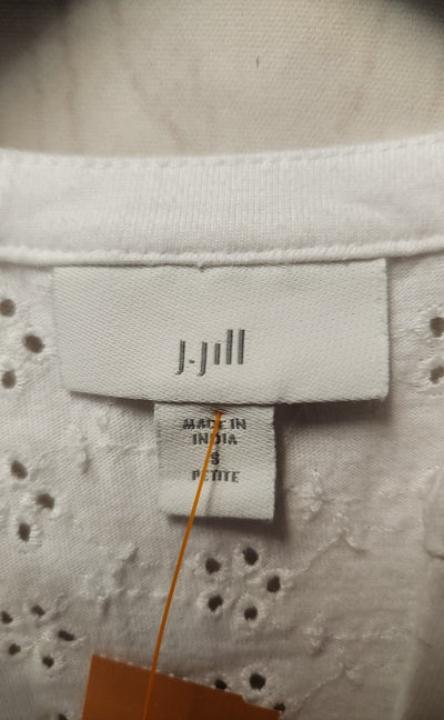 J Jill Women's Size S Petite White 3/4 Sleeve Top