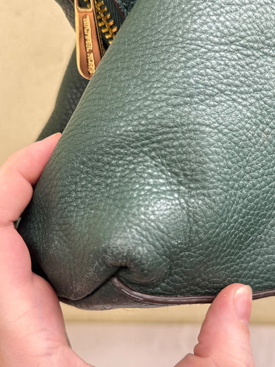 Michael Kors Large Green Leather Shoulder Purse Bag AS IS - wear