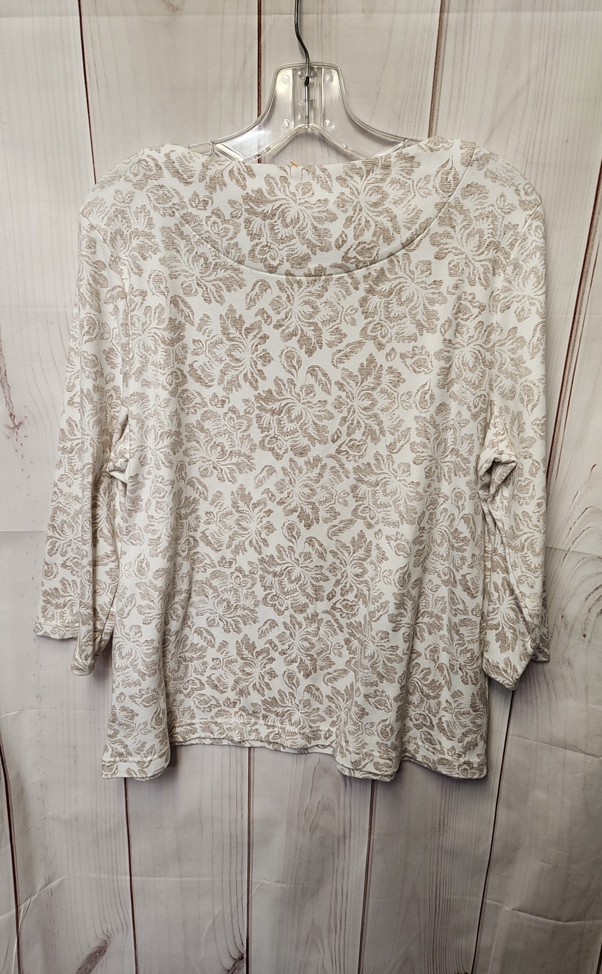 Croft & Barrow Women's Size XL Beige Floral 3/4 Sleeve Top