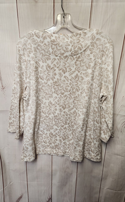Croft & Barrow Women's Size XL Beige Floral 3/4 Sleeve Top