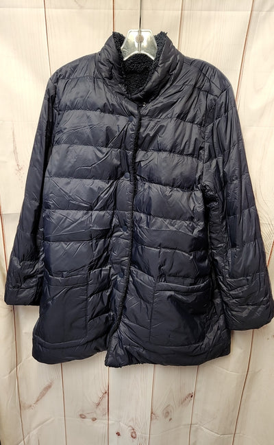 J Jill Women's Size M Navy Reversible Down Jacket