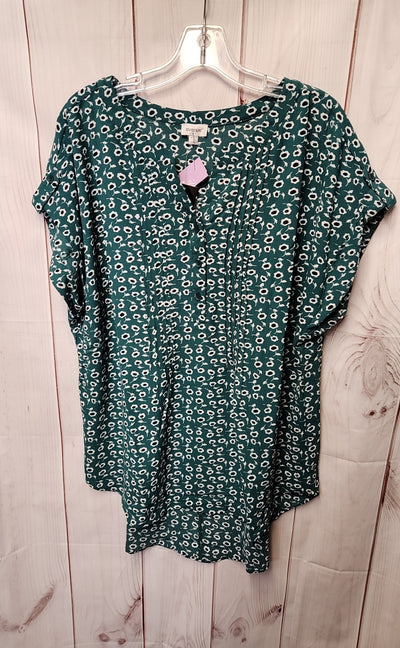 NWT Avenue Women's Size 18 Green Floral Short Sleeve Top
