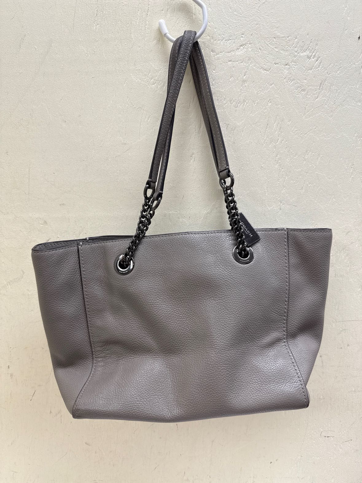 Coach 57107 Gray Leather Turn-lock Shoulder Tote Bag