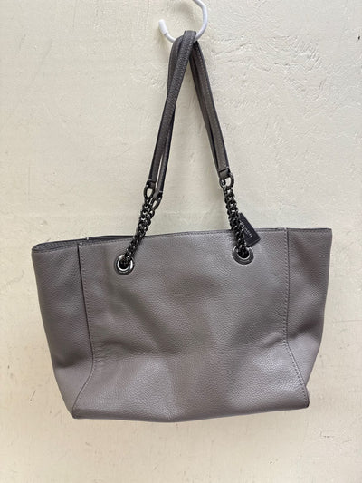 Coach 57107 Gray Leather Turn-lock Shoulder Tote Bag