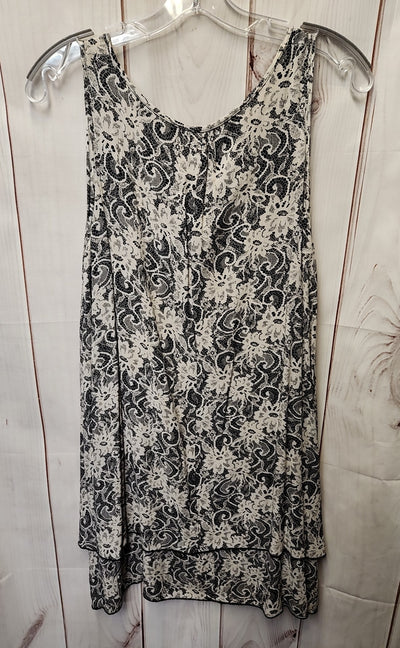 Papillon Women's Size L White & Black Floral Dress