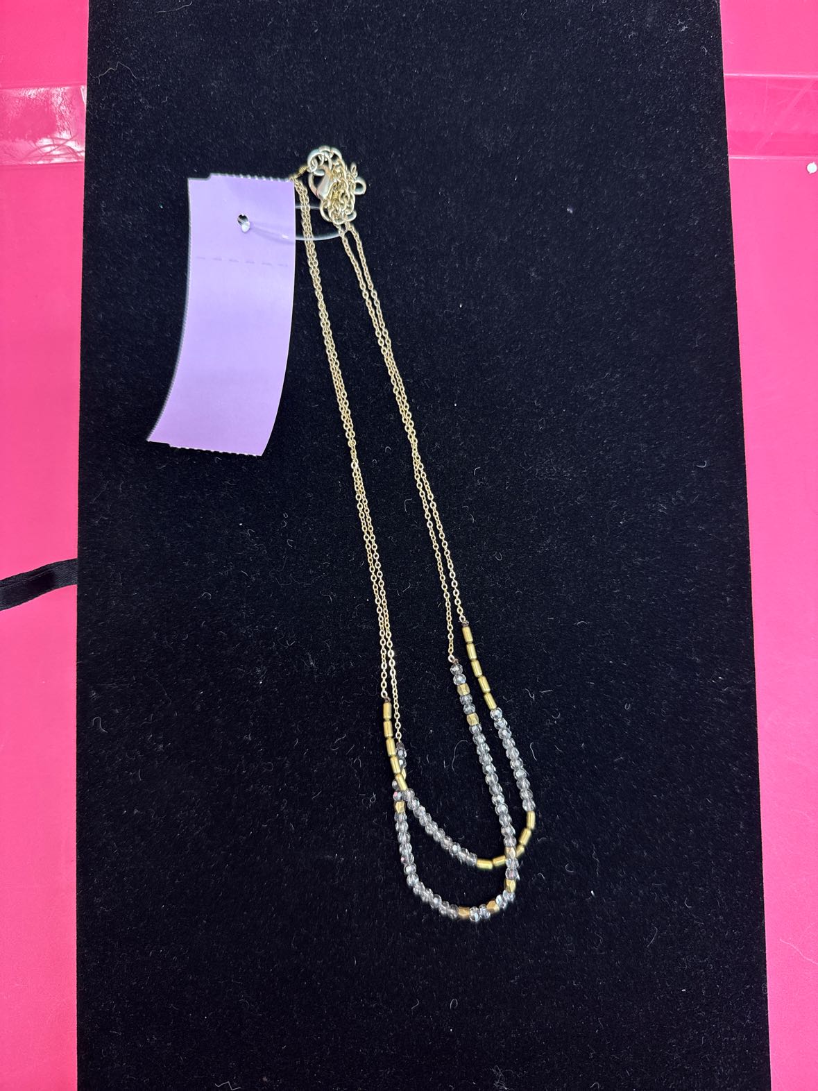 2 Strand Gold & Silver Beaded Necklace
