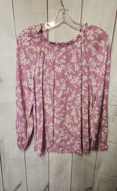 NWT Style & Co Women's Size L Pink Floral Long Sleeve Top