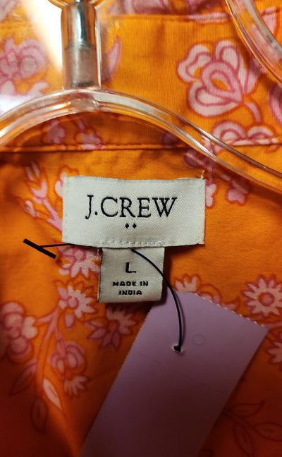 J Crew Women's Size L Orange Floral Sleeveless Top