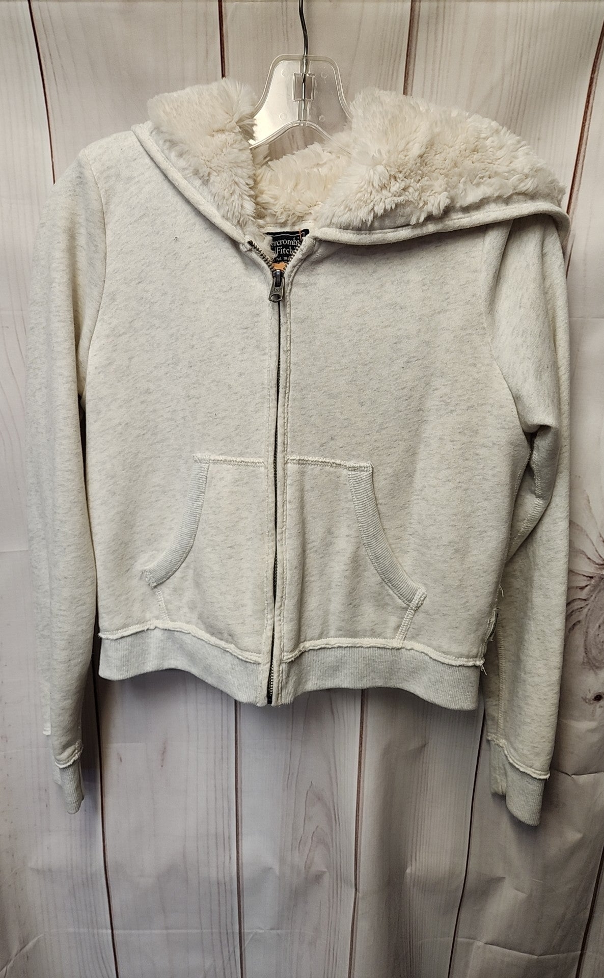 Abercrombie & Fitch Women's Size XS White Full Zip Hooded Sweatshirt