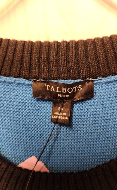 NWT Talbots Women's Size L Petite Blue Sleeveless Top