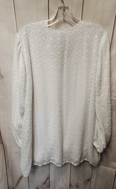 Seven7 Women's Size 1X White Long Sleeve Top