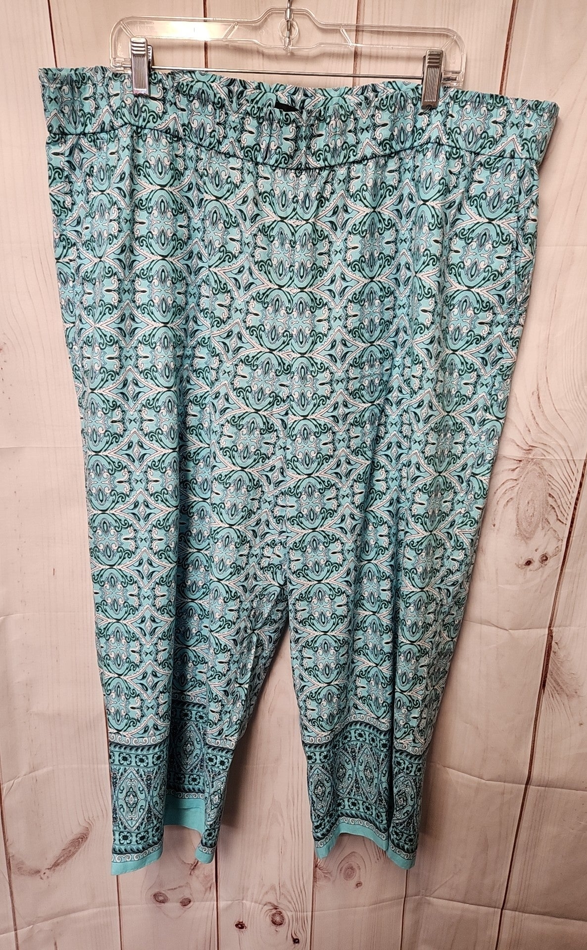 Talbots Women's Size 2X Blue Pants Nantucket Pull-on Wide Leg Crop