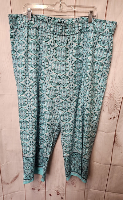 Talbots Women's Size 2X Blue Pants Nantucket Pull-on Wide Leg Crop