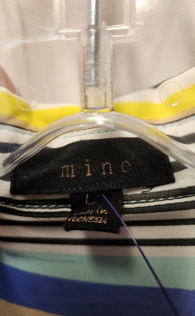 Mine Women's Size L White Stripe Long Sleeve Top