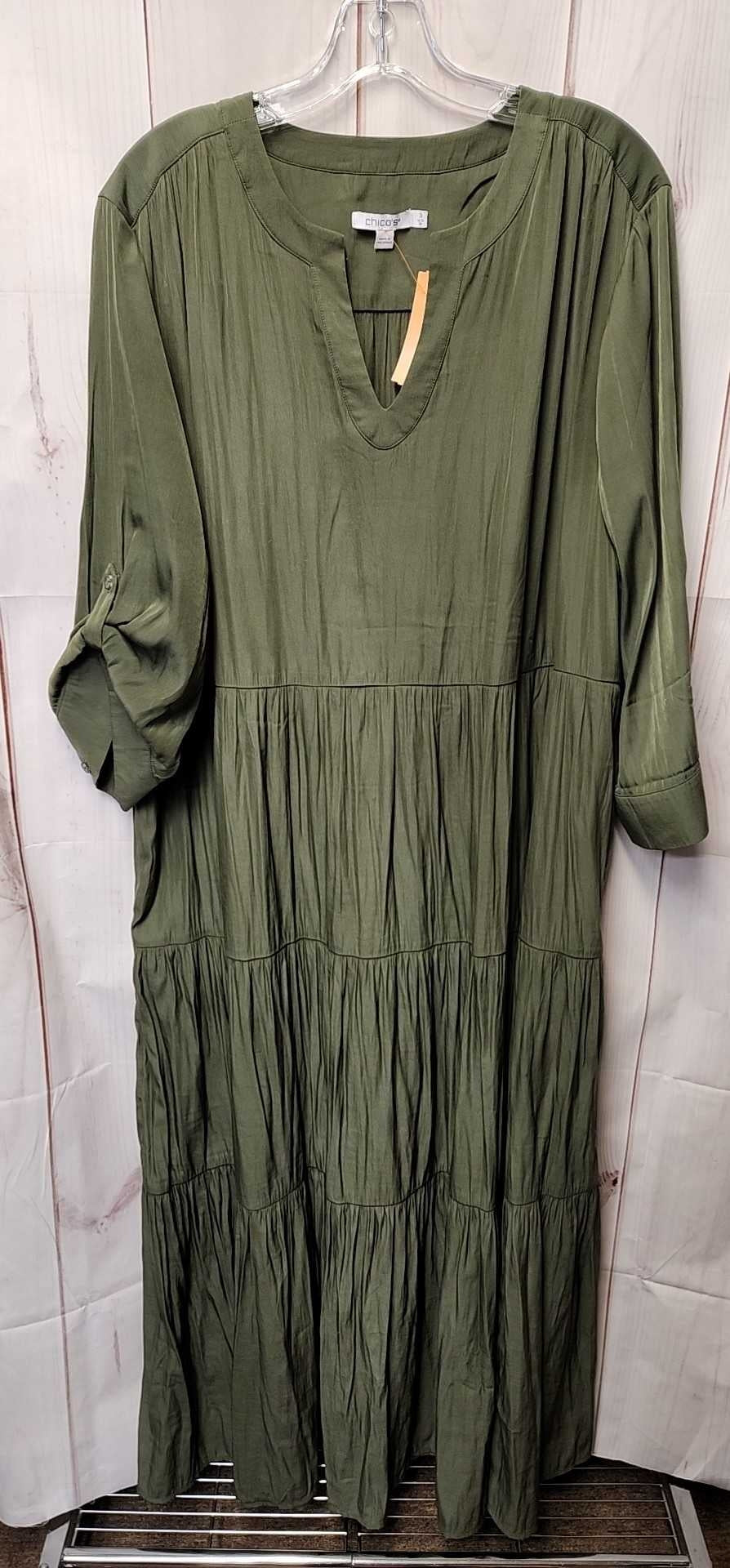 Chico's Women's Size 3 = US 16 Olive Green Dress