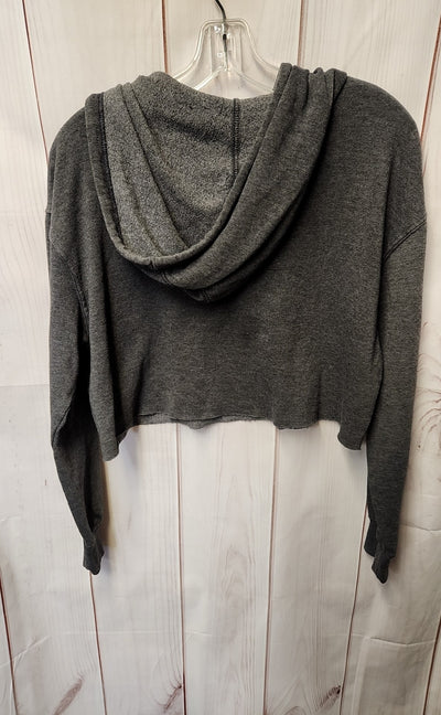Double Zero Women's Size M Gray Half Zip Hooded Sweatshirt