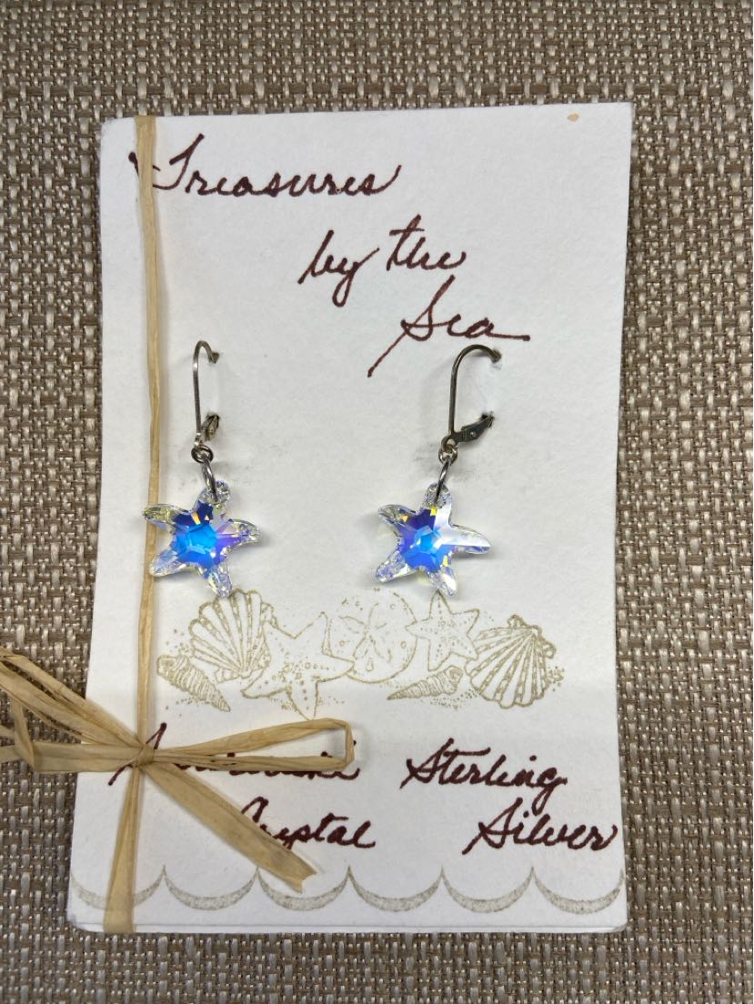 Treasures by the Sea .925 Sterling & Swarovski Crystal Starfish Earrings