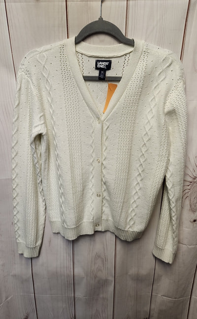 Lands End Girl's Size 14/16 White Sweater