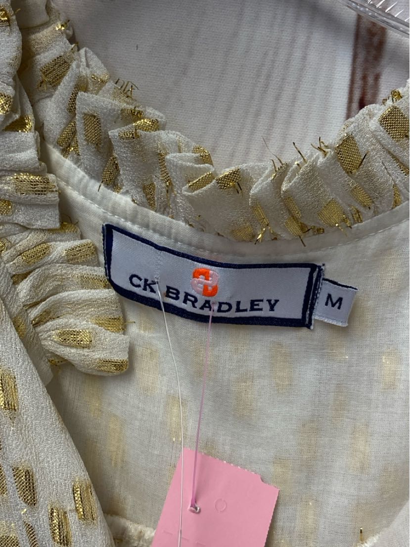 CK Bradley Women's Size M White & Gold Short Sleeve Top