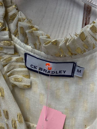 CK Bradley Women's Size M White & Gold Short Sleeve Top
