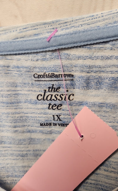 Croft & Barrow Women's Size 1X Blue Short Sleeve Top