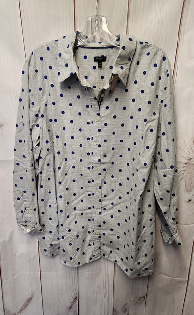 Talbots Women's Size 2X Gray Polka Dot Long Sleeve Top