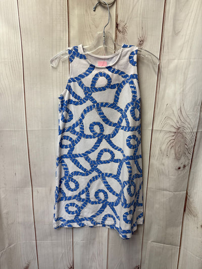 Mahi Gold Girl's Size 10 White & Blue Dress