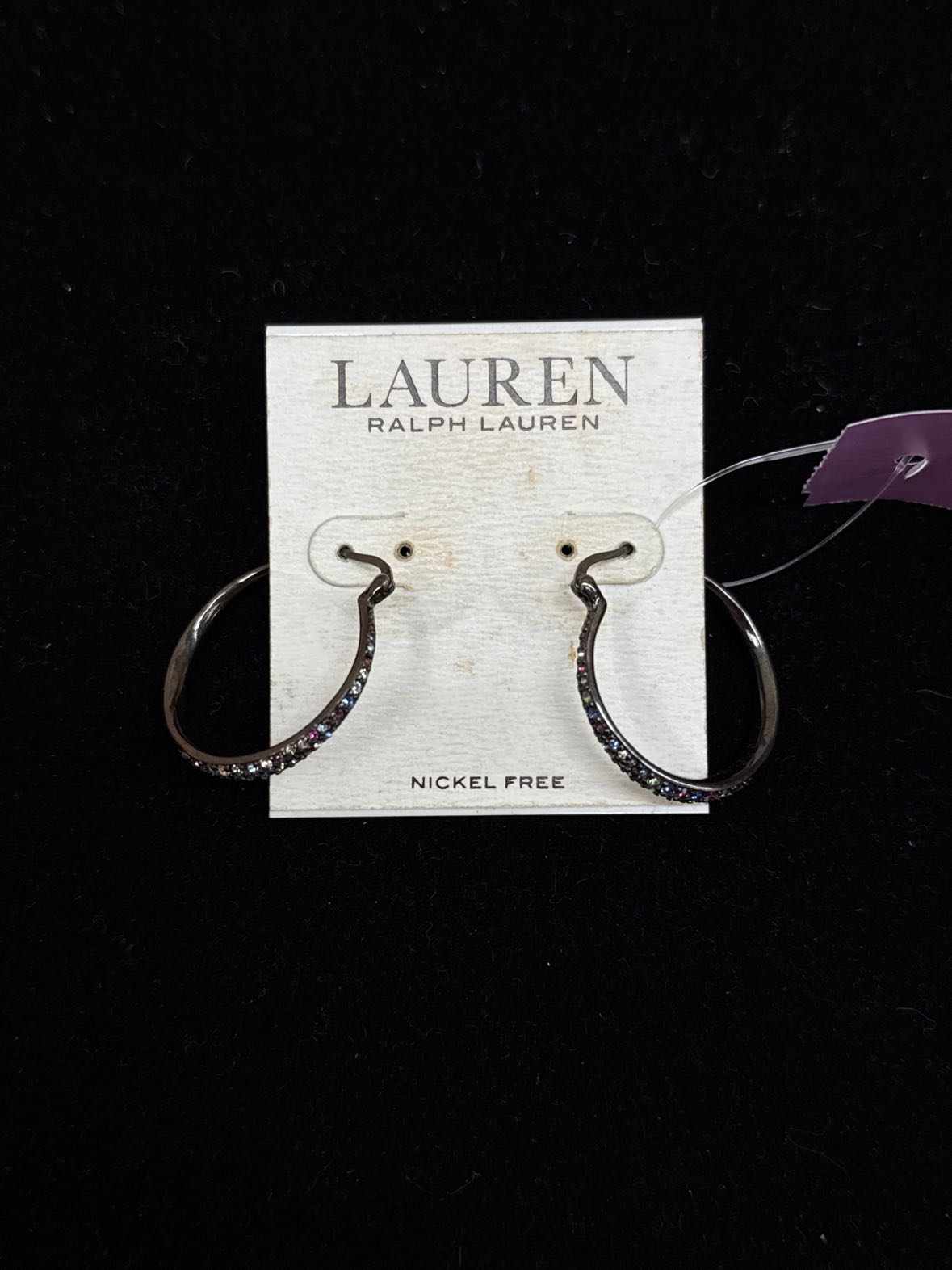 Lauren by Ralph Lauren Black Hoop Earrings