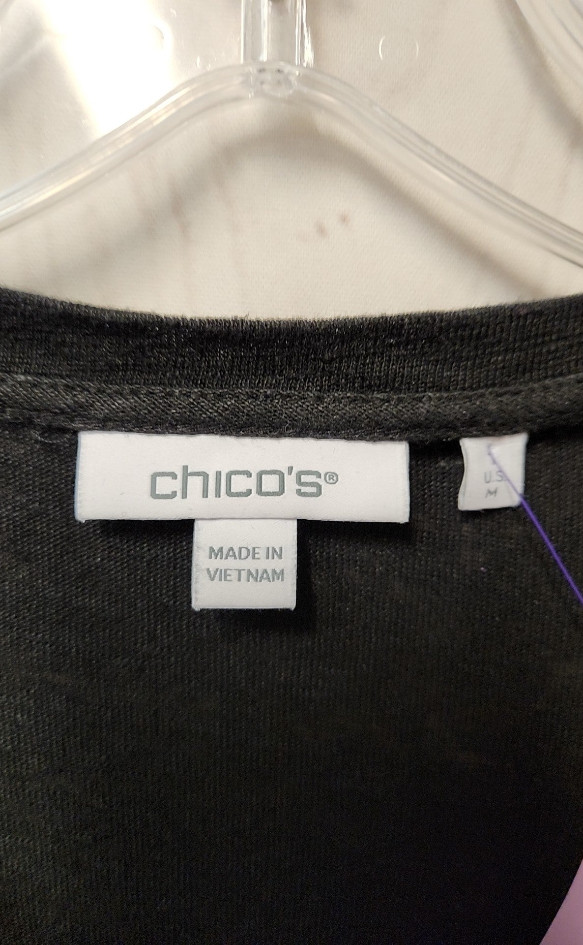 Chico's Women's Size 1 = US M Black Short Sleeve Top