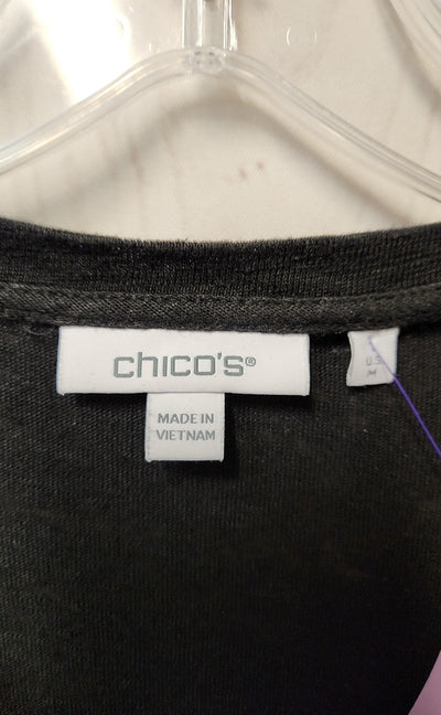 Chico's Women's Size 1 = US M Black Short Sleeve Top
