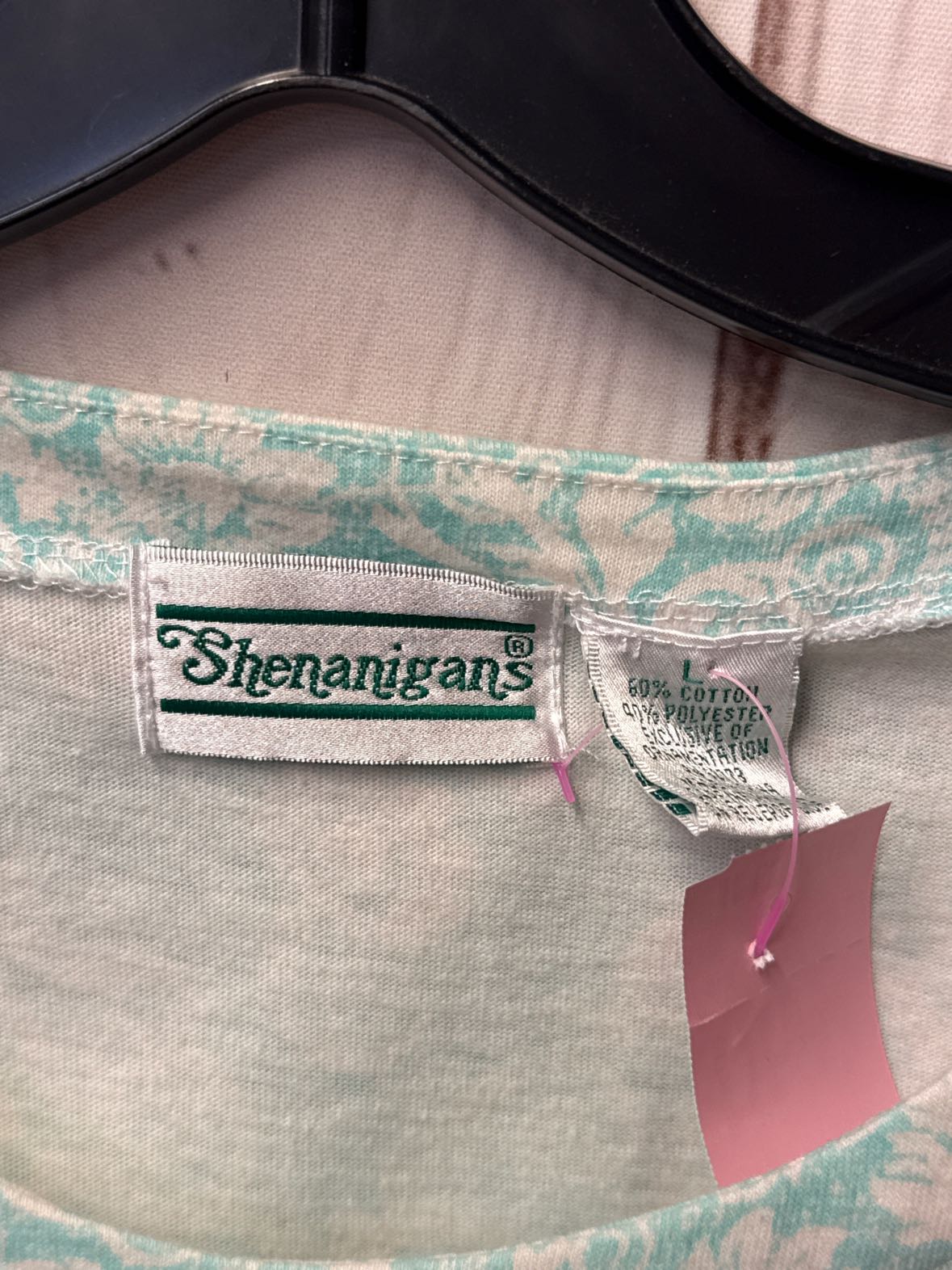 Shenanigans Women's Size L Blue Floral Short Sleeve Top