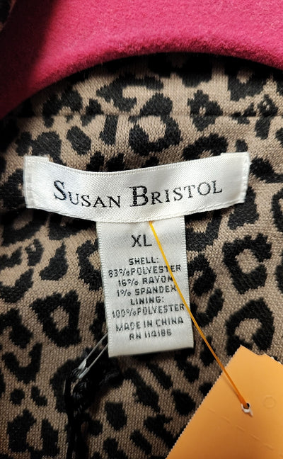 Susan Bristol Women's Size XL Brown Animal Print Cardigan