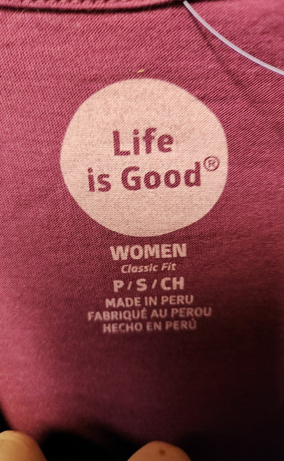 Life Is Good Women's Size S Purple Floral Short Sleeve Top