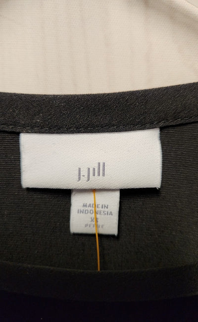 J Jill Women's Size XS Petite Black Velour 3/4 Sleeve Top