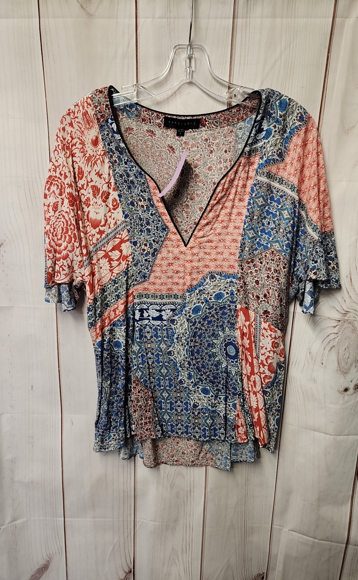 Sanctuary Women's Size S Red & Blue Short Sleeve Top
