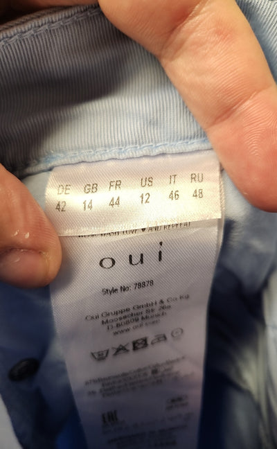 Oui Women's Size 12 Light Blue Pants The Cropped