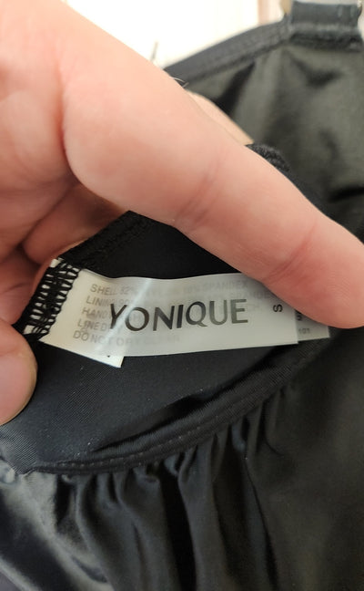 Yonique Women's Size S Black Swim Top