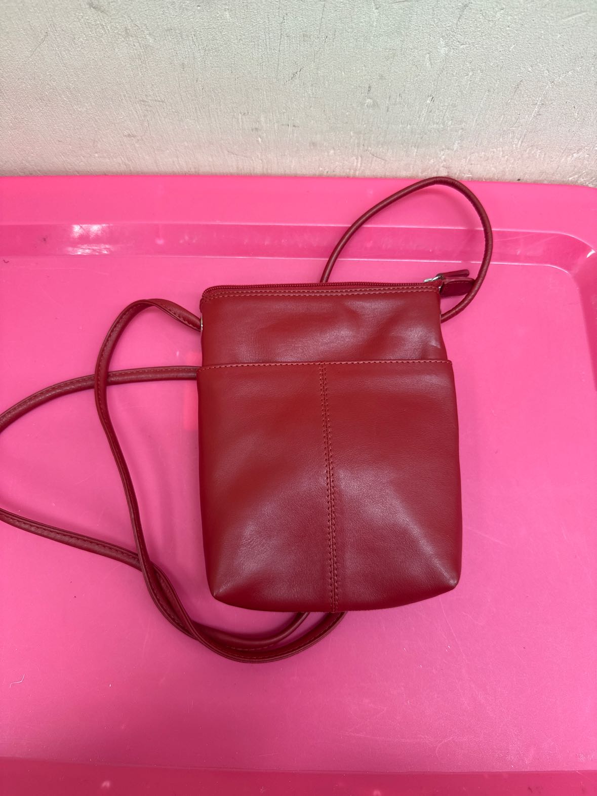 Ili Red Leather Crossbody Purse Bag w/ RFID