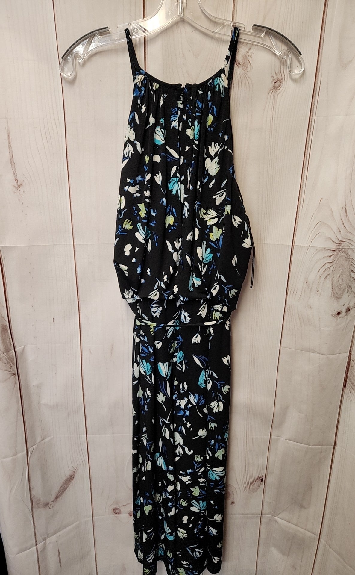 London Times Women's Size 14 Black Floral Jumpsuit