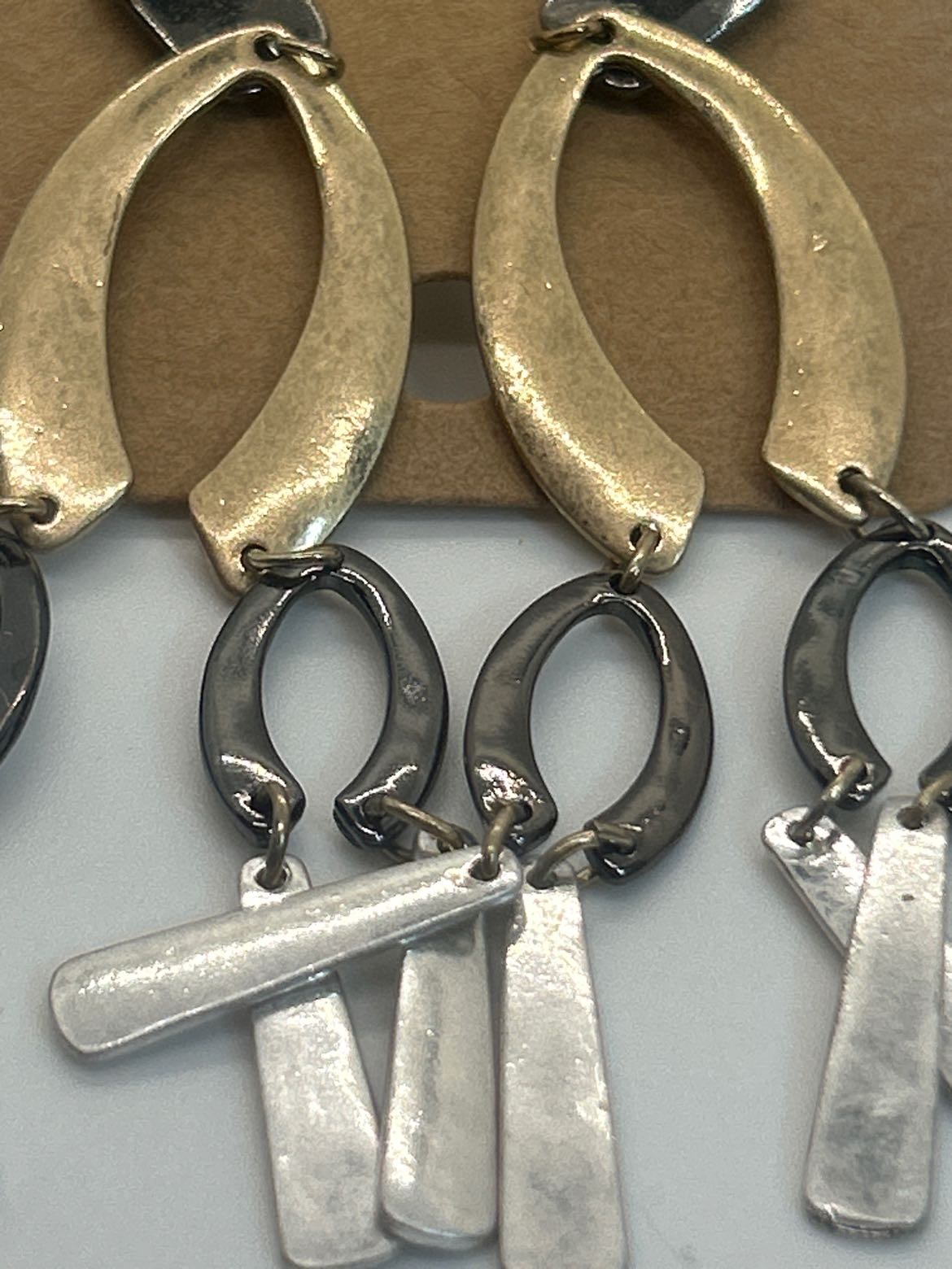 Silver & Gold Dangle Long Earrings