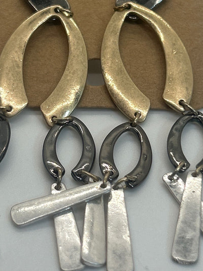 Silver & Gold Dangle Long Earrings