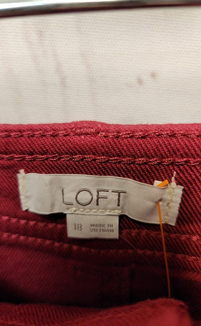 NWT Loft Women's Size 18 Red Denim Skirt