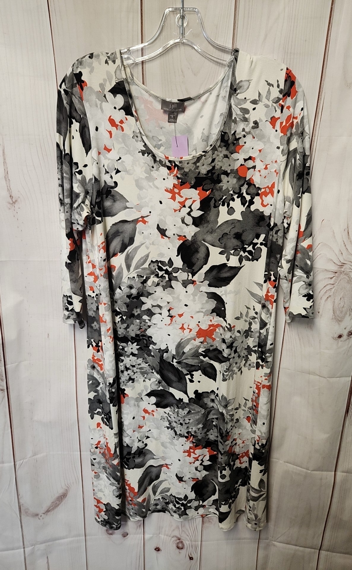 J Jill Women's Size M Gray Floral Dress