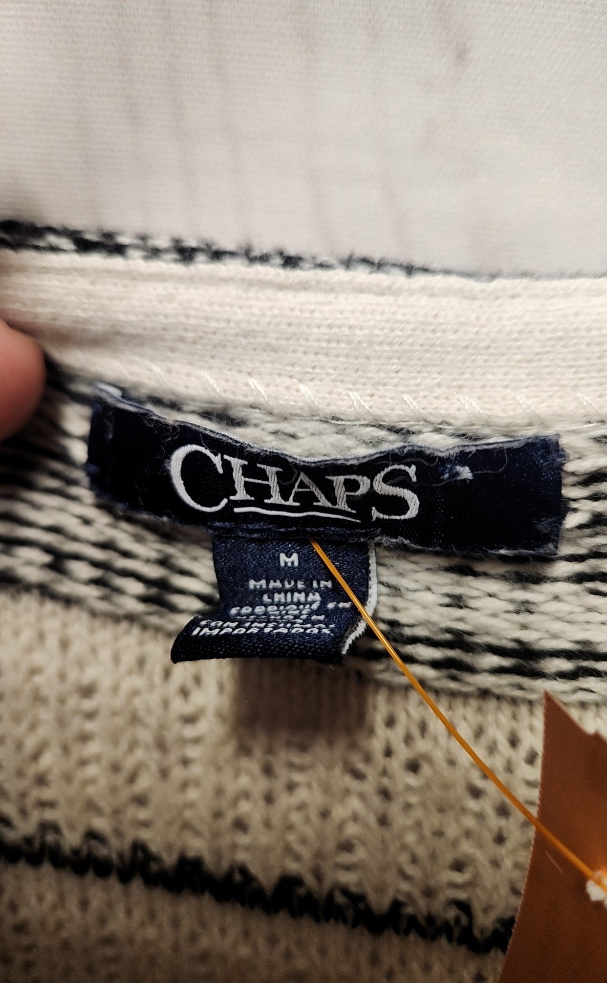 Chaps Women's Size M White & Black Sweater