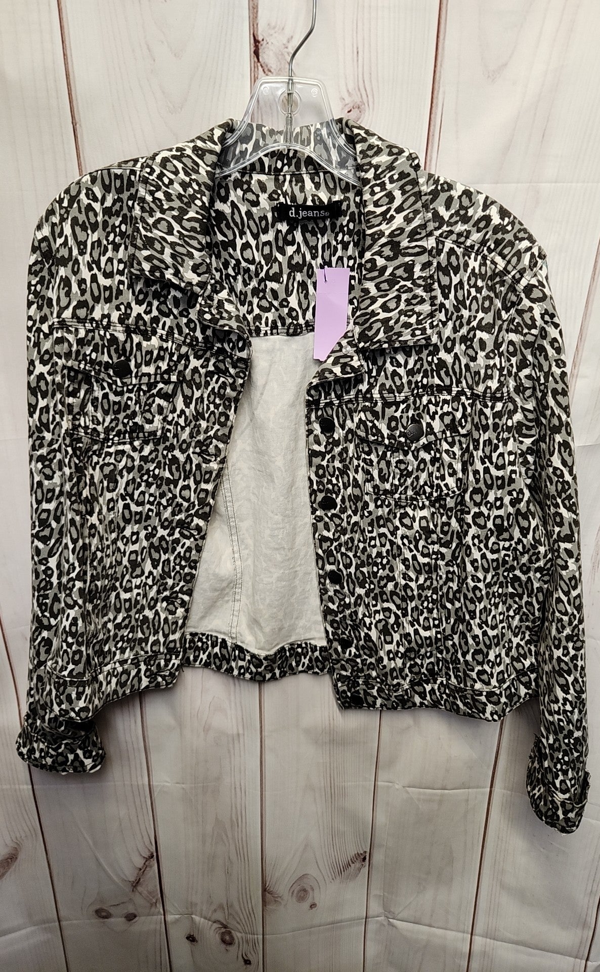 D Jeans Women's Size L Gray Animal Print Jacket