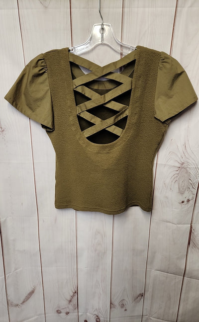 Anthropologie Women's Size M Olive Green Short Sleeve Top