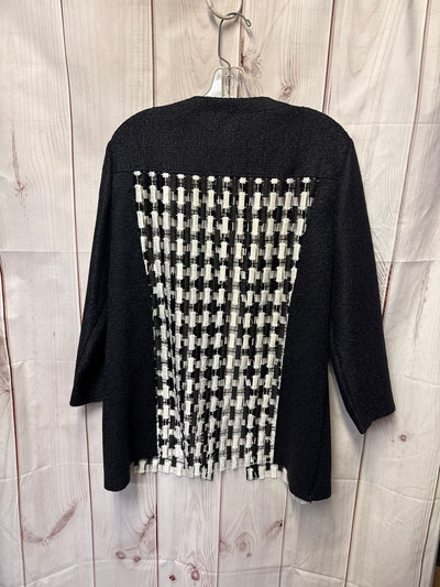NWT Chico's Women's Size 2 = L Black & White Cardigan
